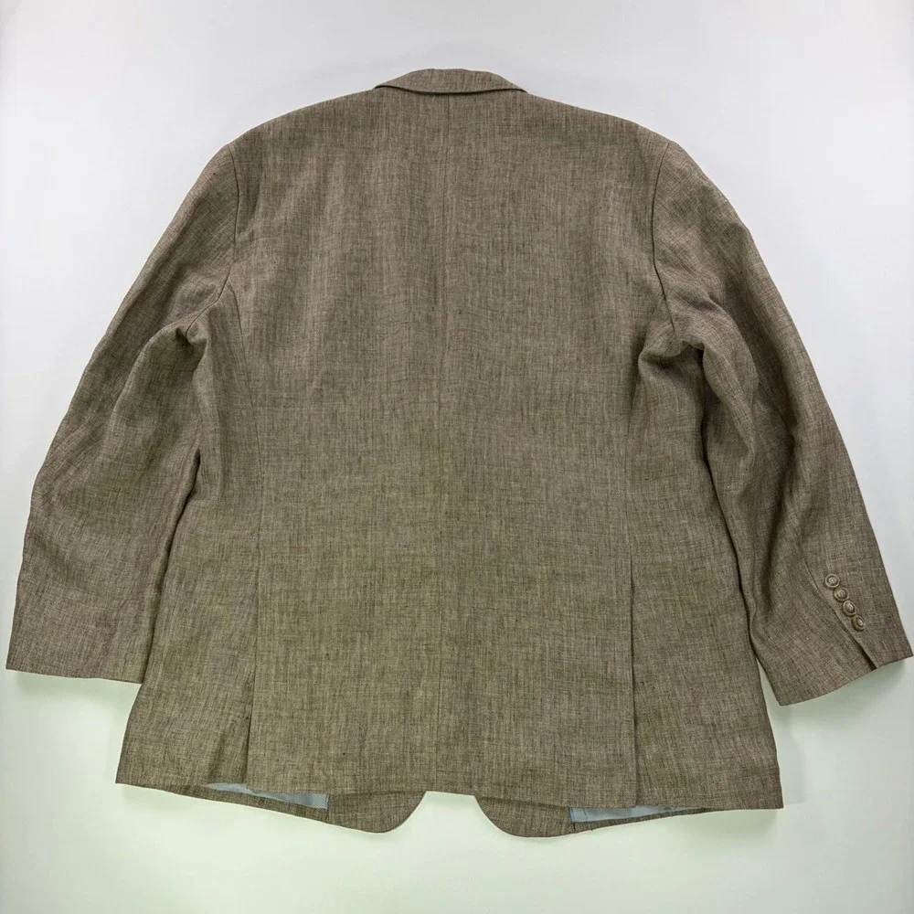 Jos a Bank 1905 Blazer Mens 46R Brown Linen Herringbone Tailored Fit Sport Coat